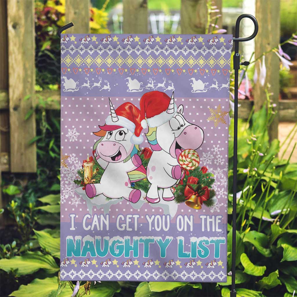 Unicorn Naughty List Garden Flag Christmas Funny - Wonder Print Shop