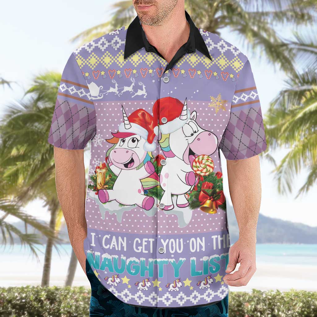 Unicorn Naughty List Hawaiian Shirt Christmas Funny - Wonder Print Shop
