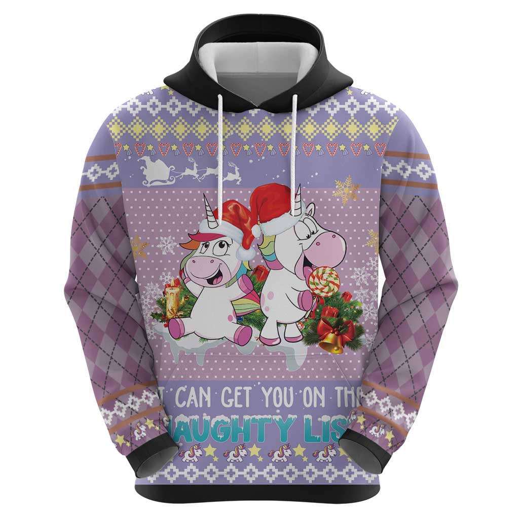 Unicorn Naughty List Hoodie Christmas Funny - Wonder Print Shop