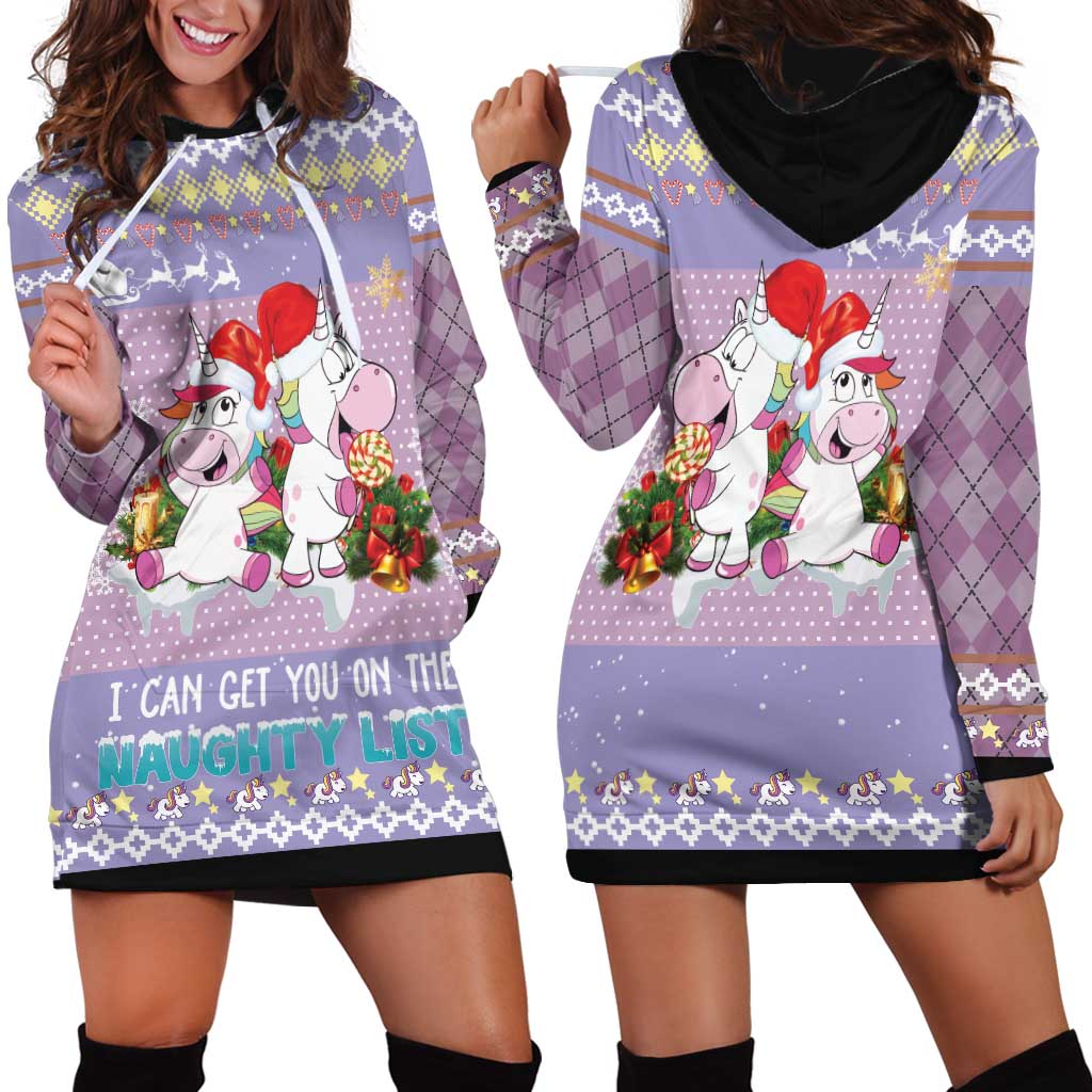 Unicorn Naughty List Hoodie Dress Christmas Funny - Wonder Print Shop