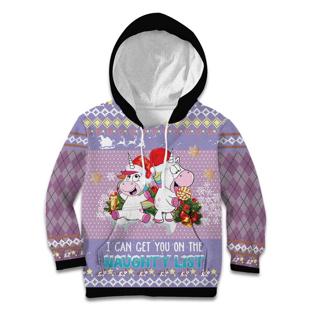 Unicorn Naughty List Kid Hoodie Christmas Funny - Wonder Print Shop