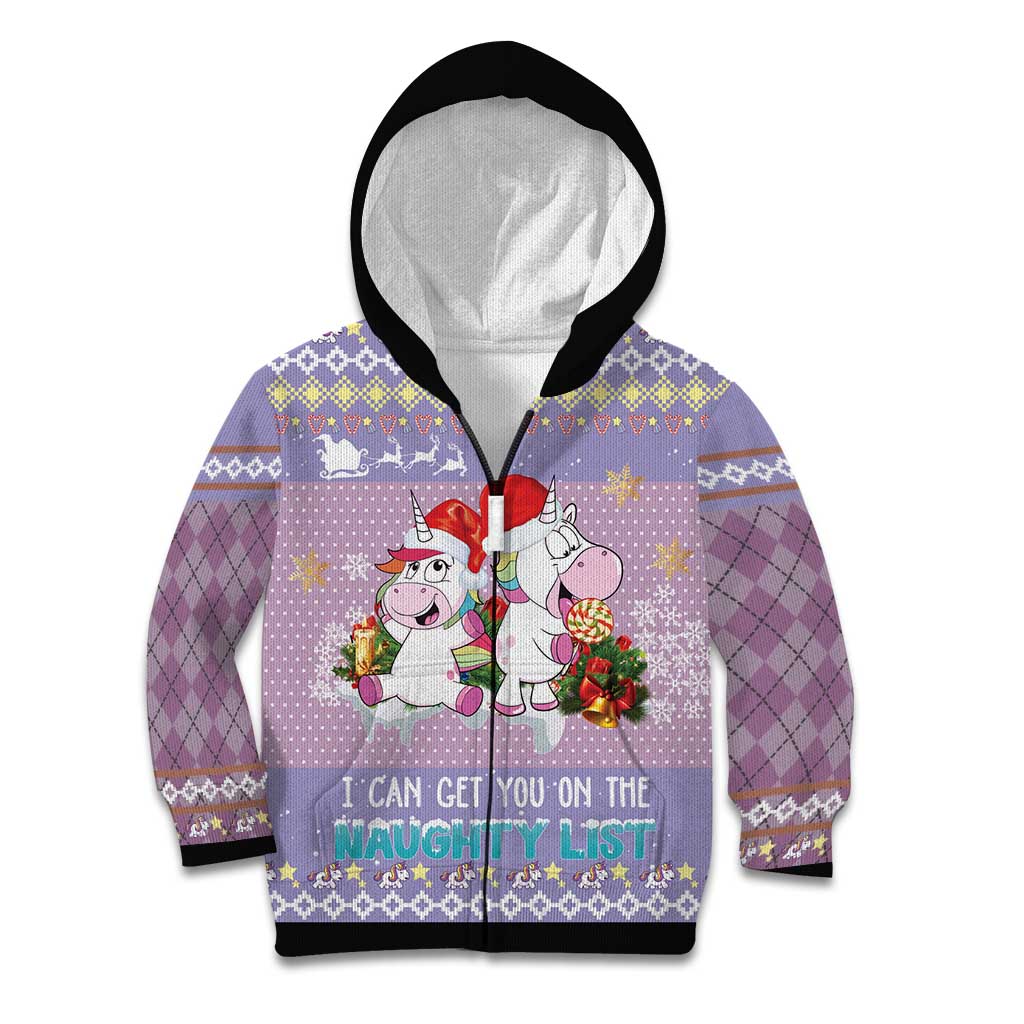 Unicorn Naughty List Kid Hoodie Christmas Funny - Wonder Print Shop