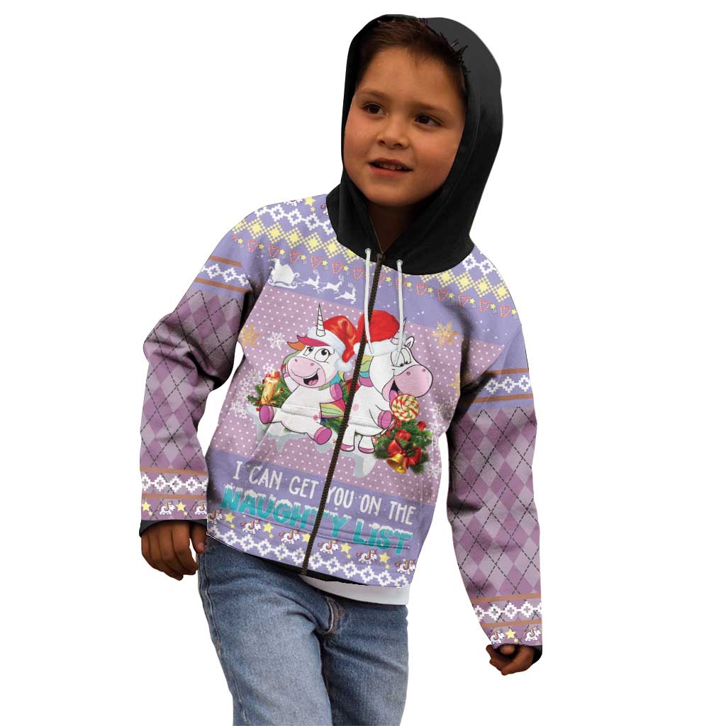 Unicorn Naughty List Kid Hoodie Christmas Funny - Wonder Print Shop