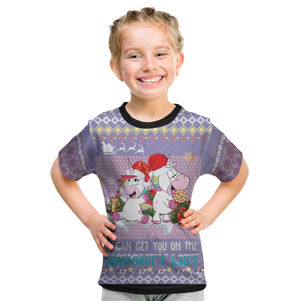 Unicorn Naughty List Kid T Shirt Christmas Funny - Wonder Print Shop