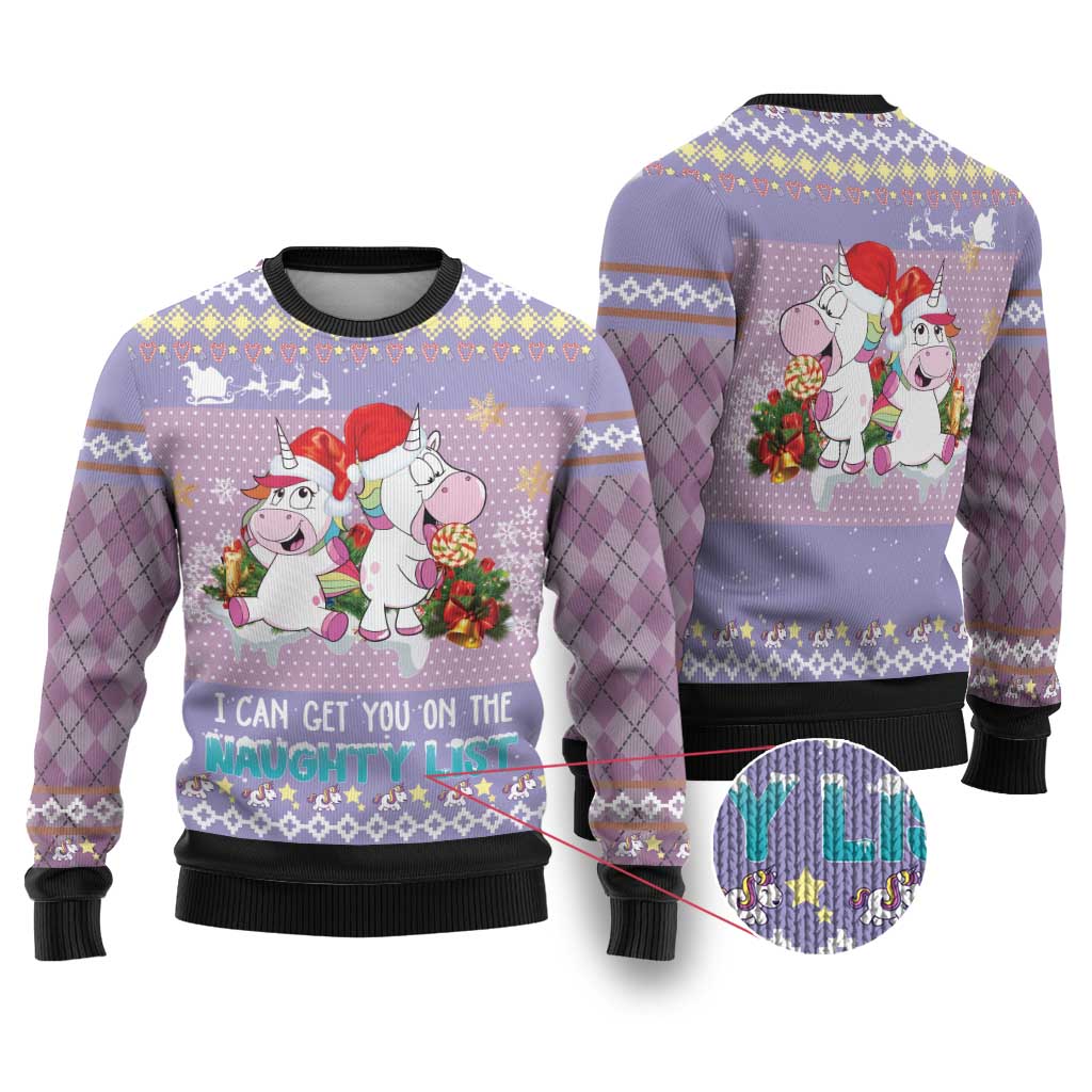 Unicorn Naughty List Ugly Christmas Sweater Christmas Funny - Wonder Print Shop
