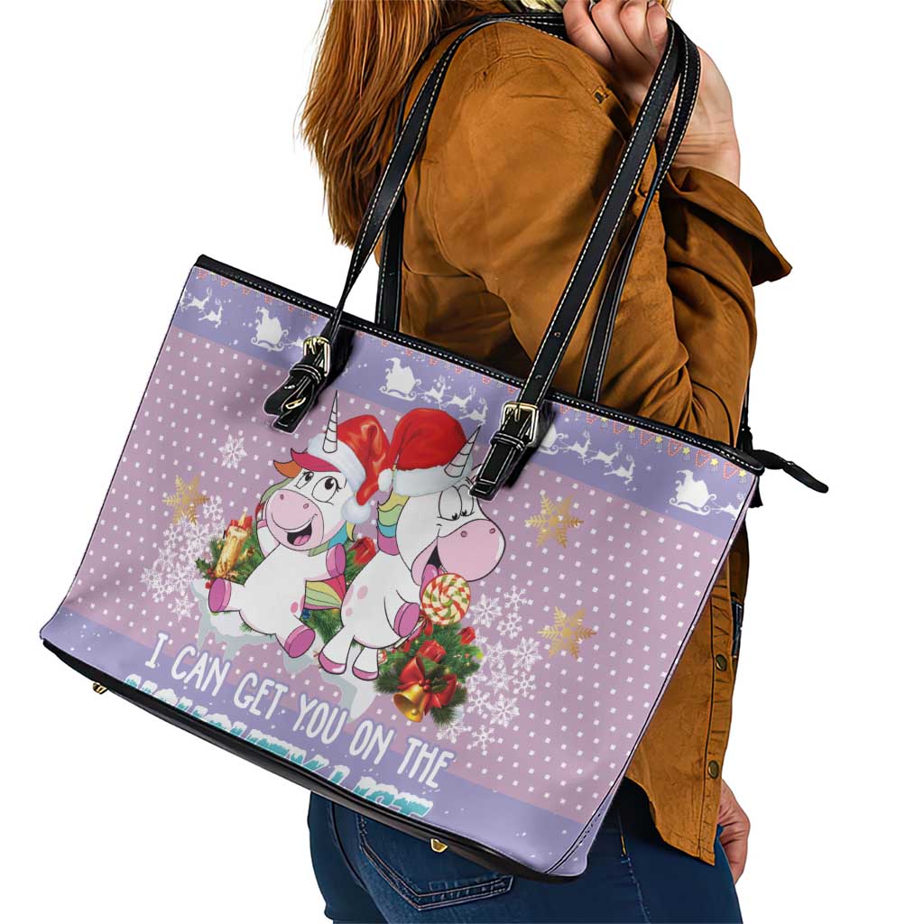 Unicorn Naughty List Leather Tote Bag Christmas Funny - Wonder Print Shop