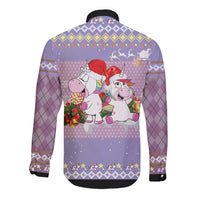Unicorn Naughty List Long Sleeve Button Shirt Christmas Funny - Wonder Print Shop