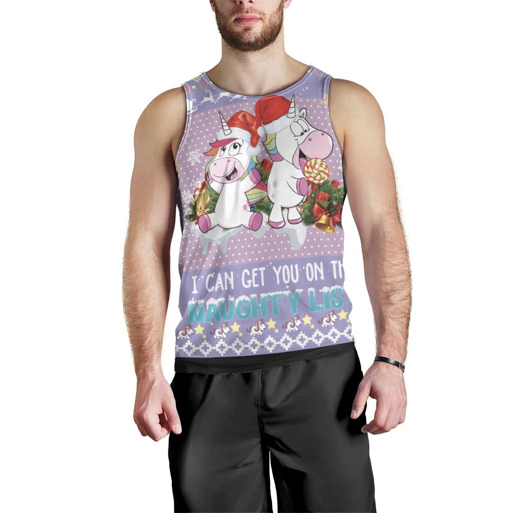 Unicorn Naughty List Men Tank Top Christmas Funny - Wonder Print Shop