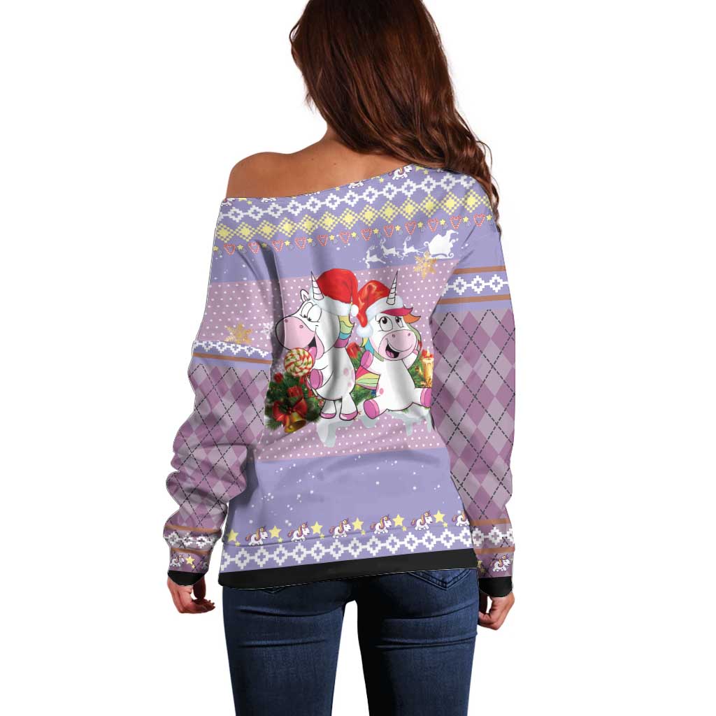 Unicorn Naughty List Off Shoulder Sweater Christmas Funny - Wonder Print Shop