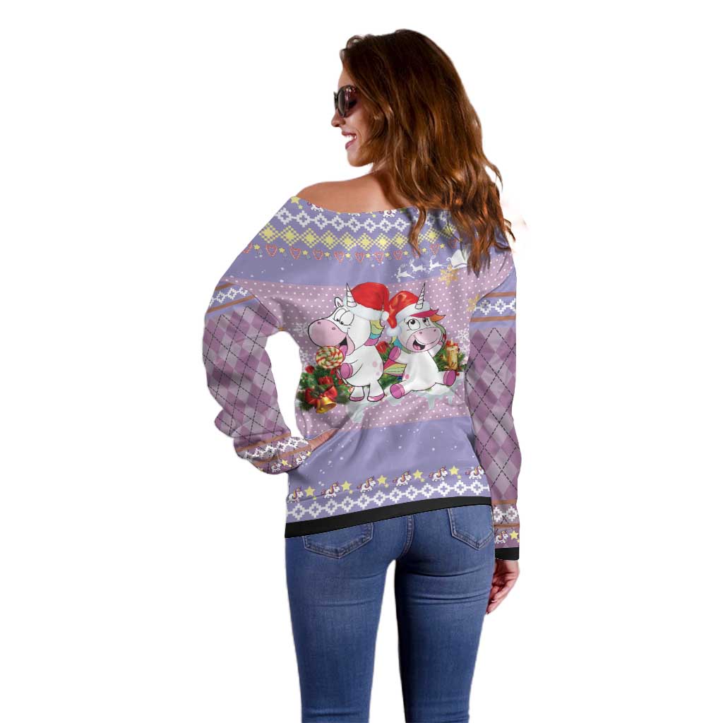 Unicorn Naughty List Off Shoulder Sweater Christmas Funny - Wonder Print Shop