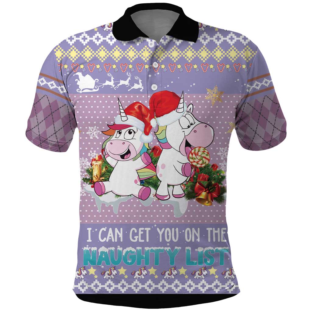 Unicorn Naughty List Polo Shirt Christmas Funny - Wonder Print Shop
