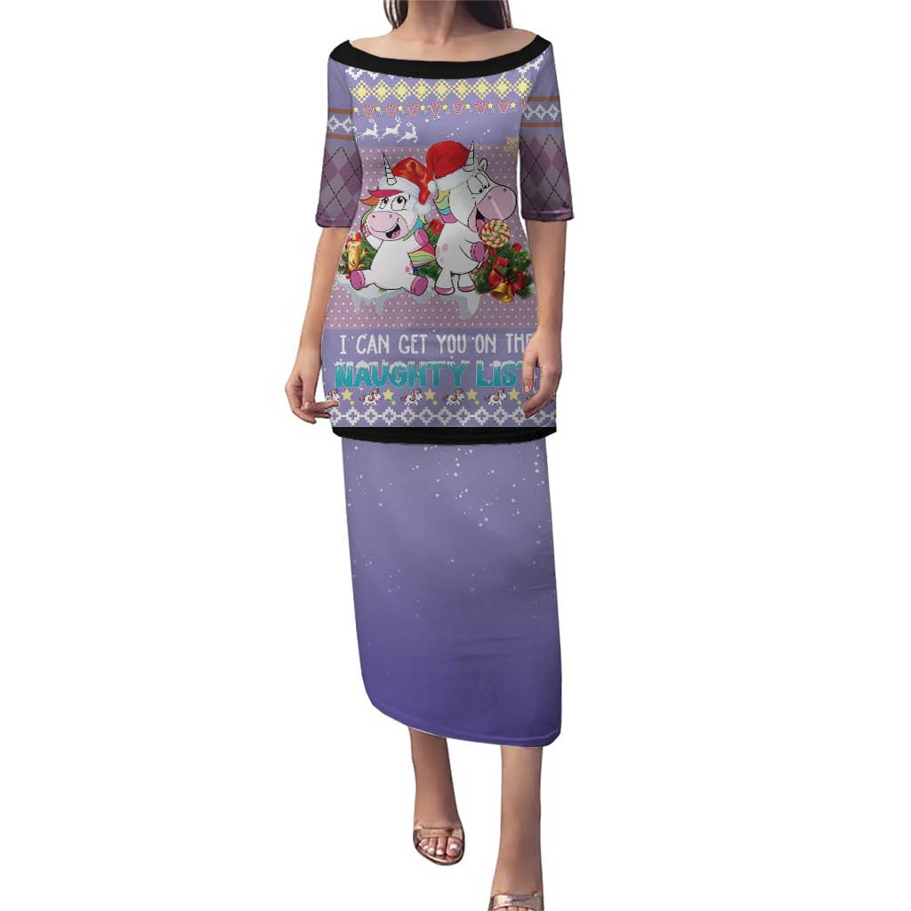 Unicorn Naughty List Puletasi Christmas Funny - Wonder Print Shop