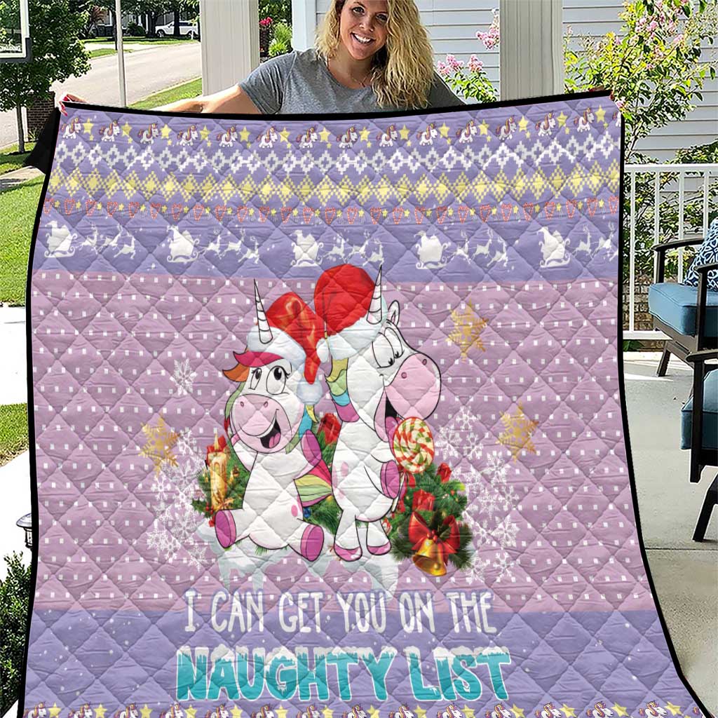 Unicorn Naughty List Quilt Christmas Funny - Wonder Print Shop