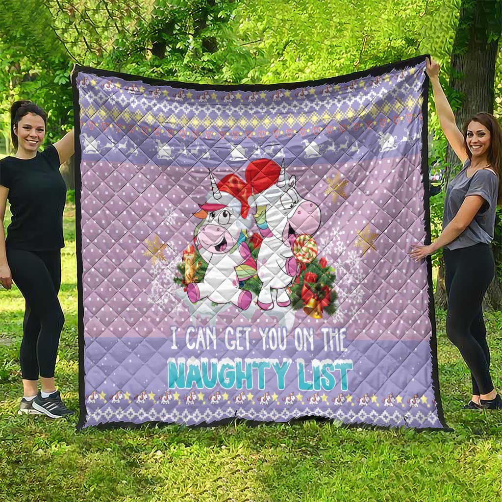 Unicorn Naughty List Quilt Christmas Funny - Wonder Print Shop
