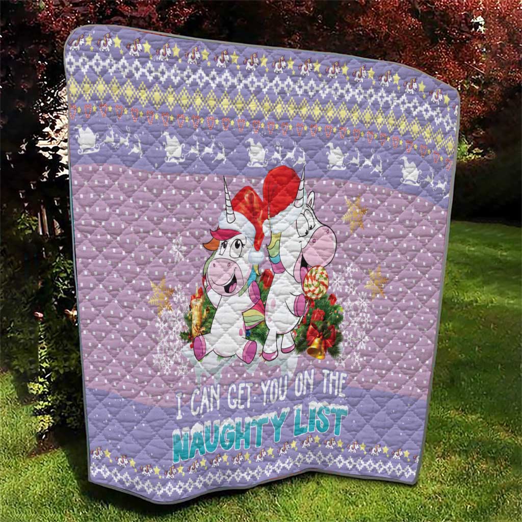 Unicorn Naughty List Quilt Christmas Funny - Wonder Print Shop