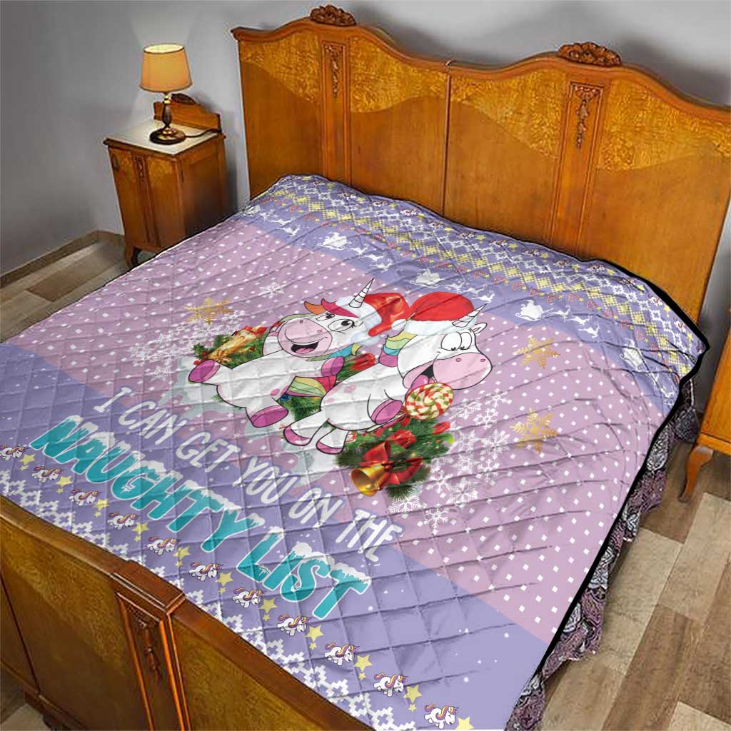 Unicorn Naughty List Quilt Christmas Funny - Wonder Print Shop