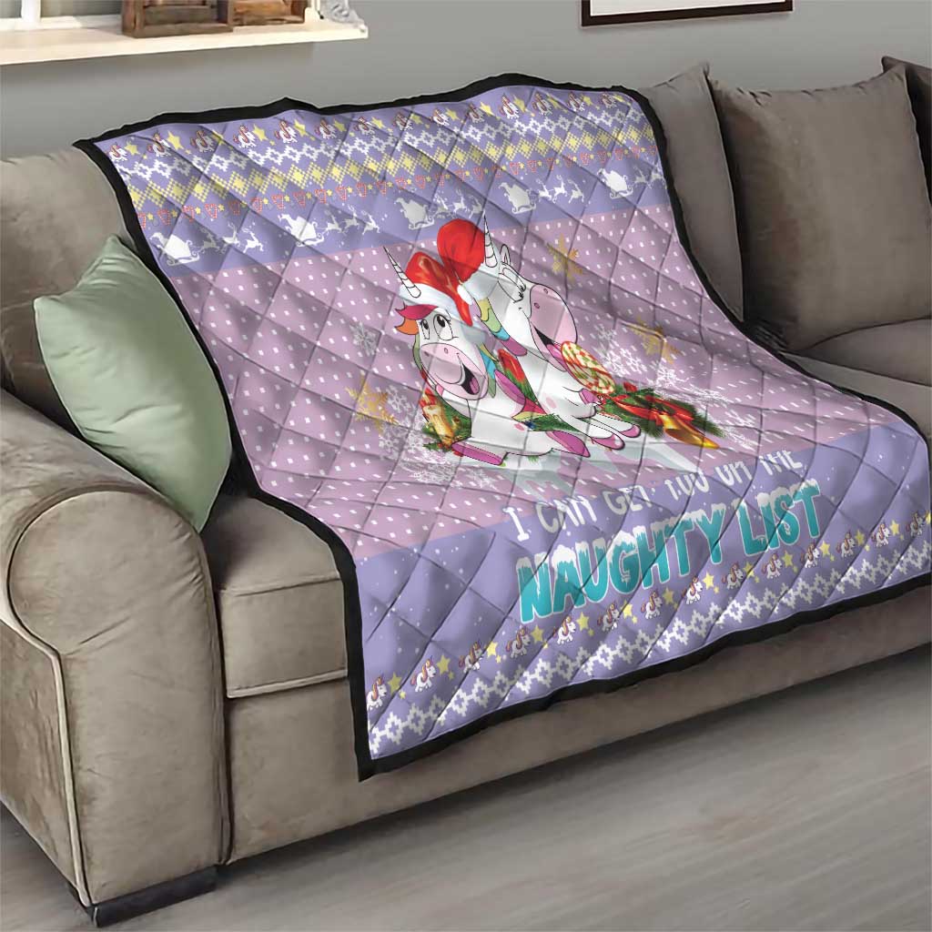 Unicorn Naughty List Quilt Christmas Funny - Wonder Print Shop