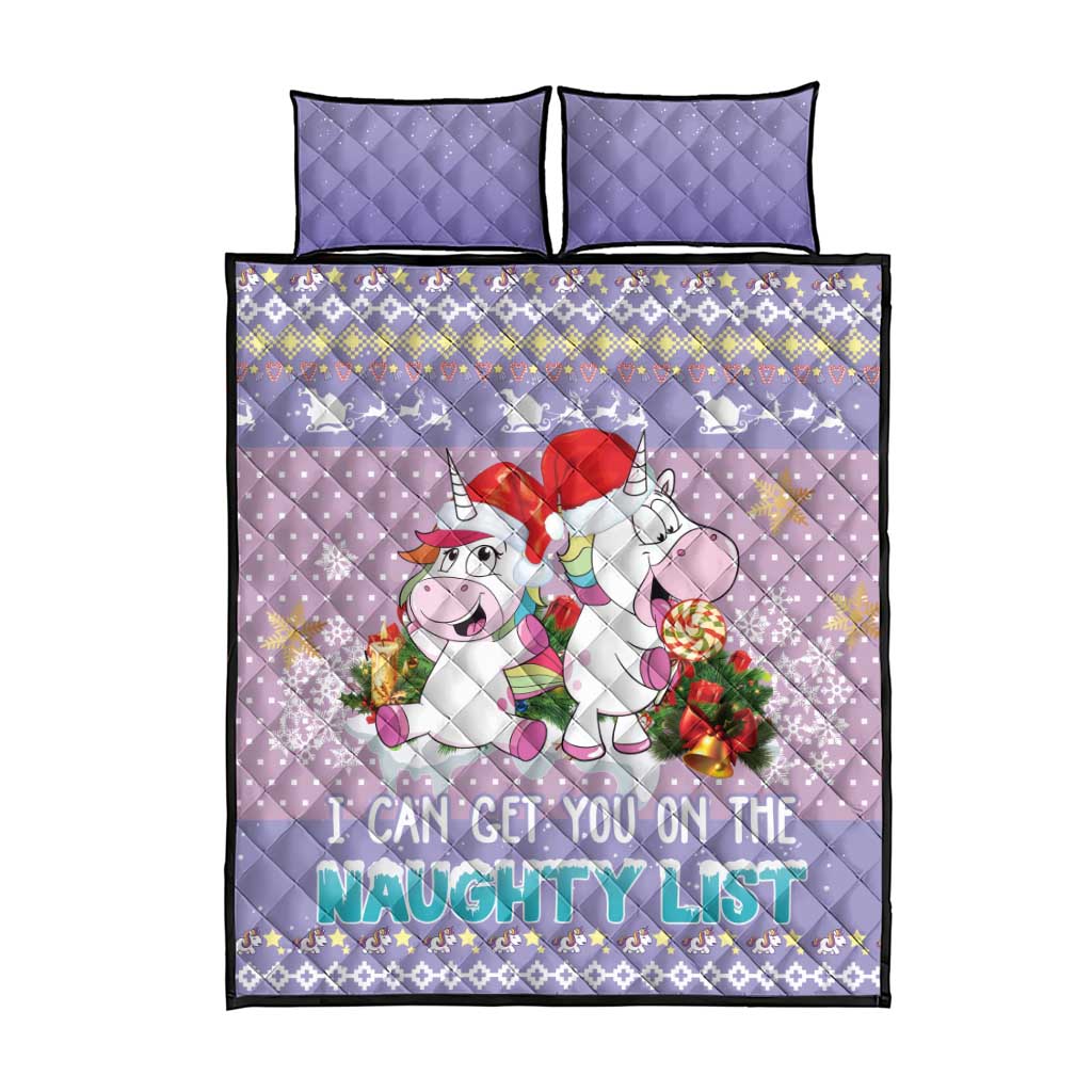 Unicorn Naughty List Quilt Bed Set Christmas Funny - Wonder Print Shop