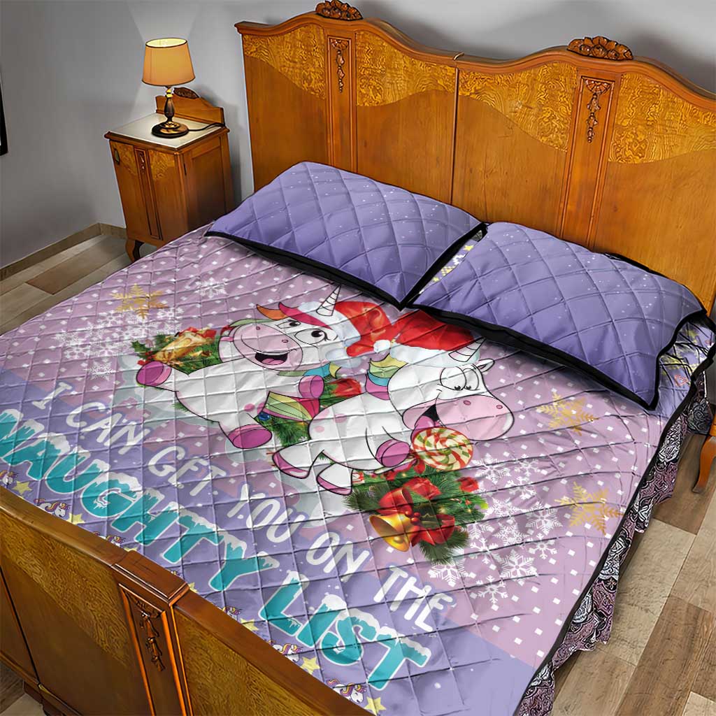 Unicorn Naughty List Quilt Bed Set Christmas Funny - Wonder Print Shop
