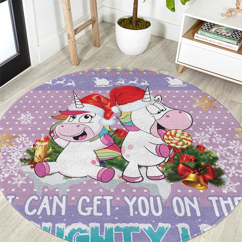 Unicorn Naughty List Round Carpet Christmas Funny