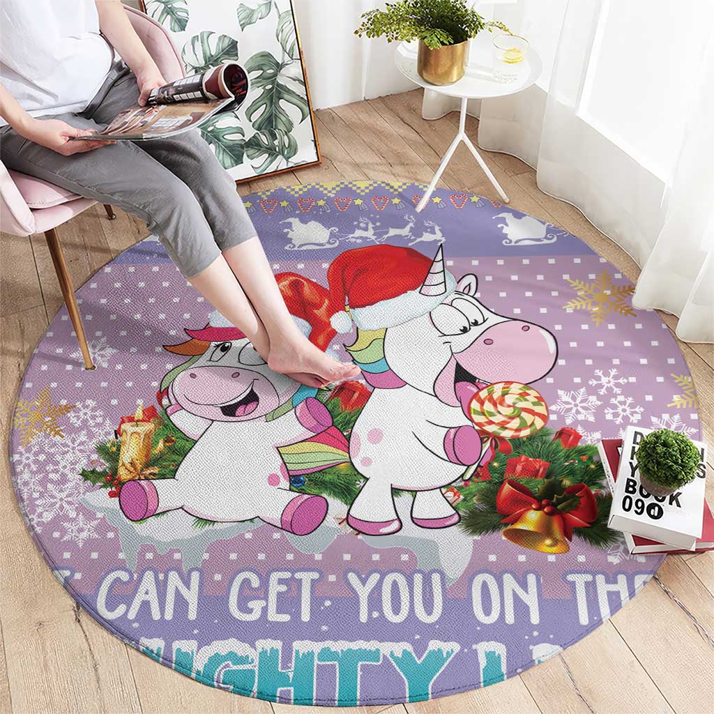 Unicorn Naughty List Round Carpet Christmas Funny
