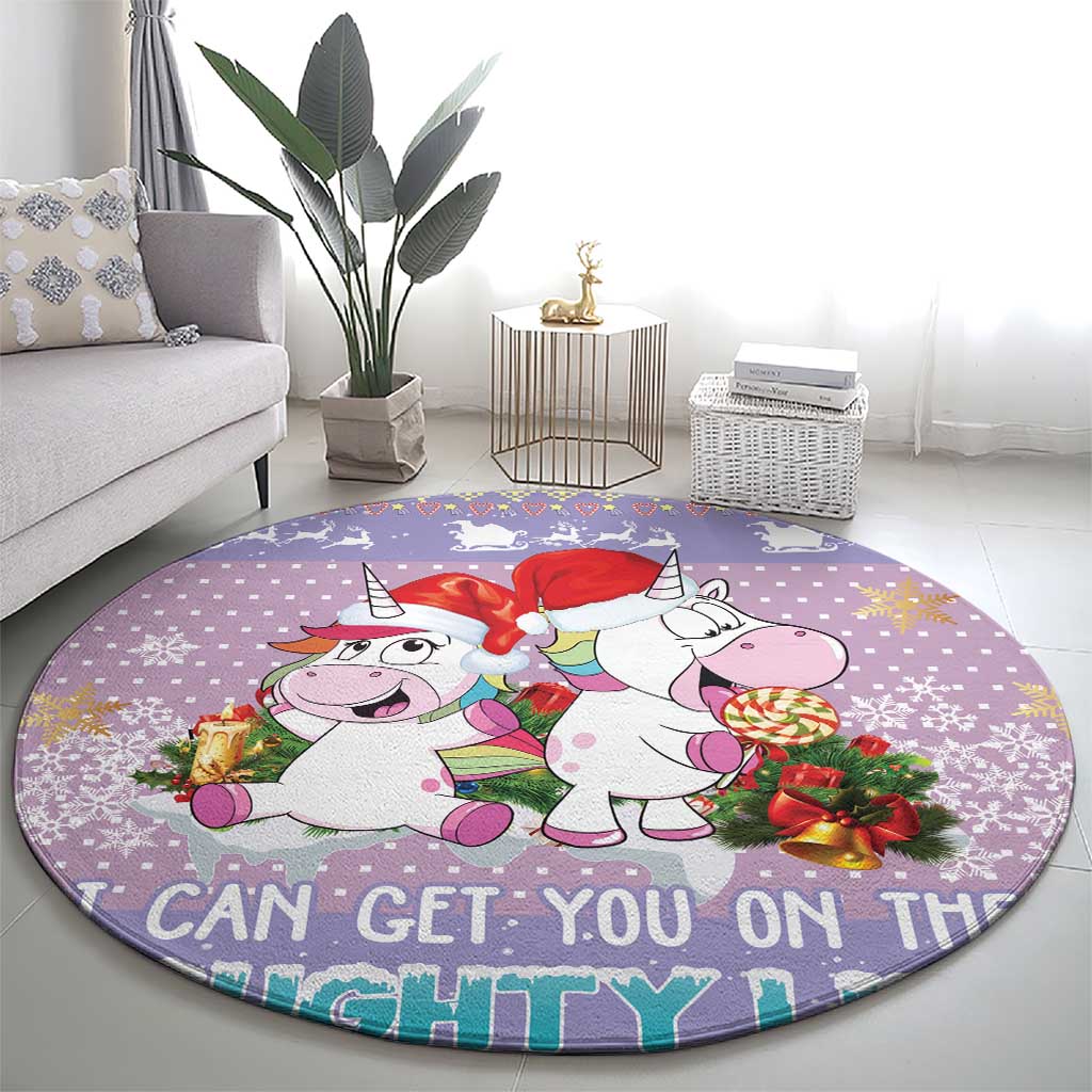 Unicorn Naughty List Round Carpet Christmas Funny