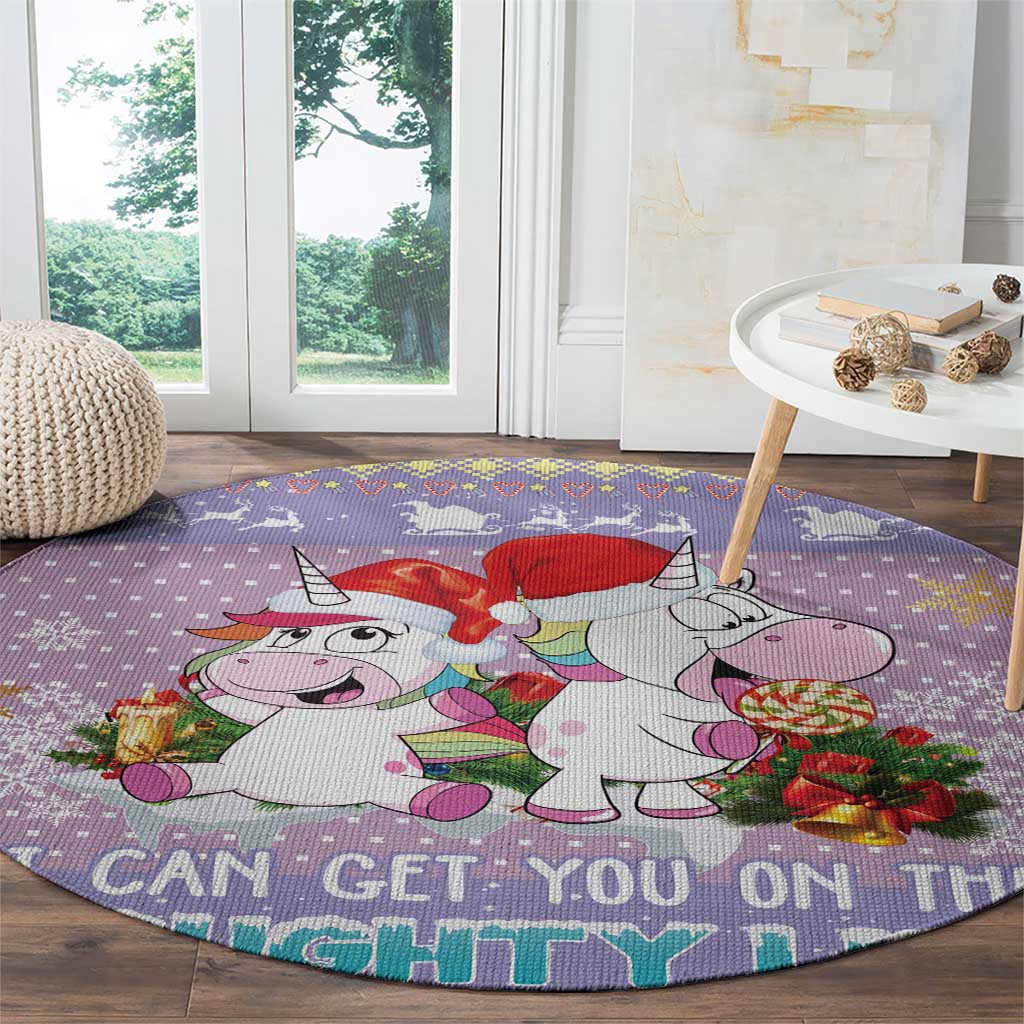 Unicorn Naughty List Round Carpet Christmas Funny