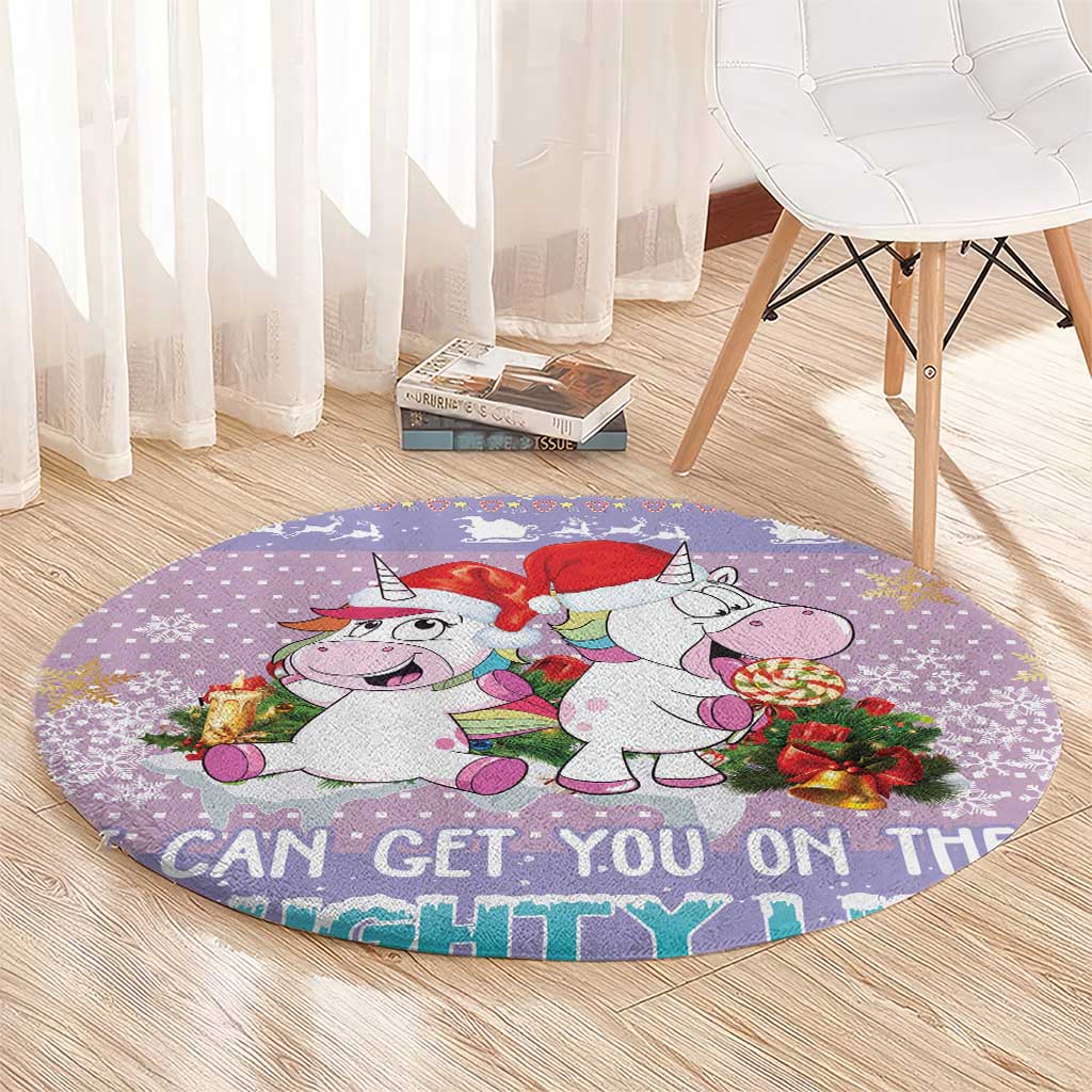 Unicorn Naughty List Round Carpet Christmas Funny