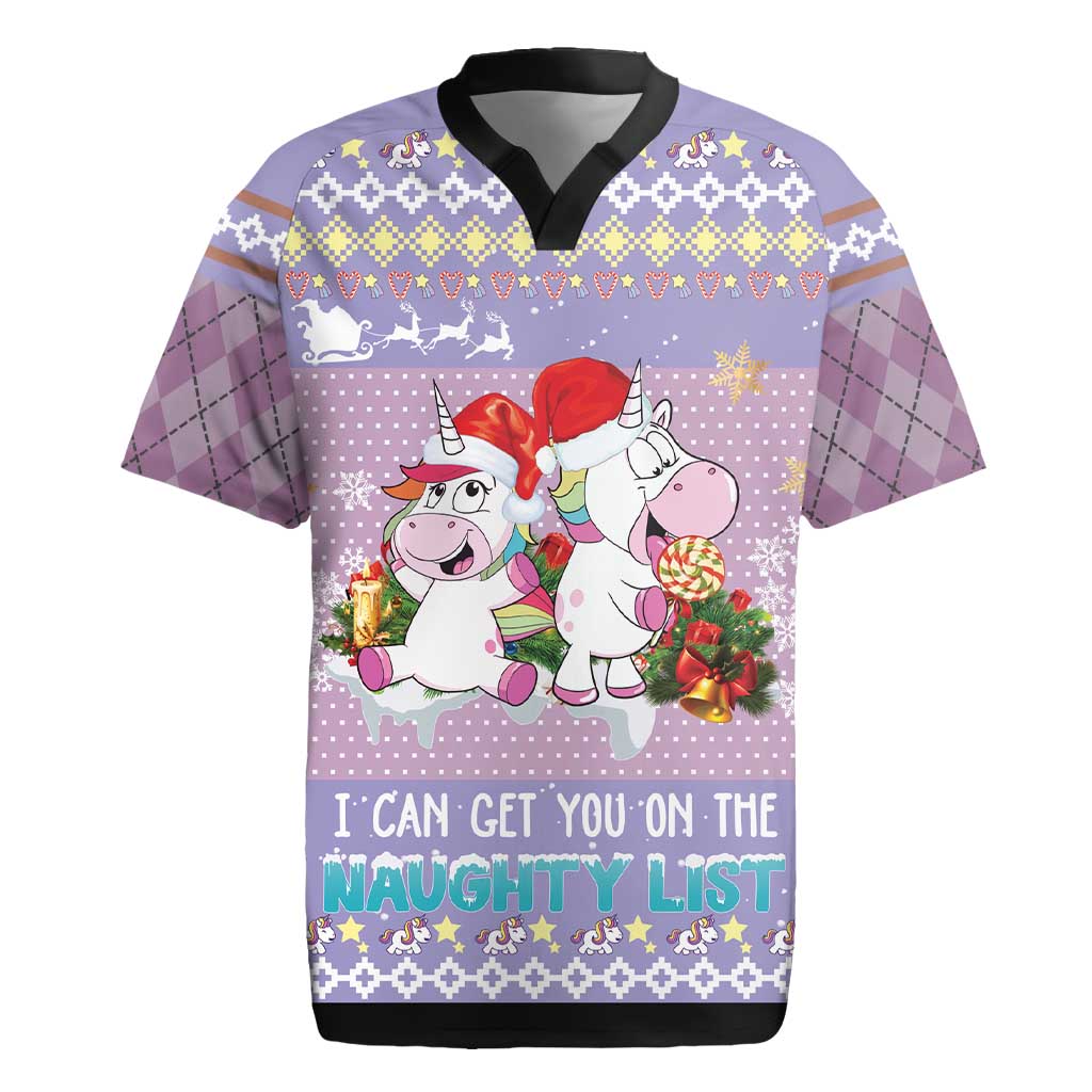 Unicorn Naughty List Rugby Jersey Christmas Funny - Wonder Print Shop