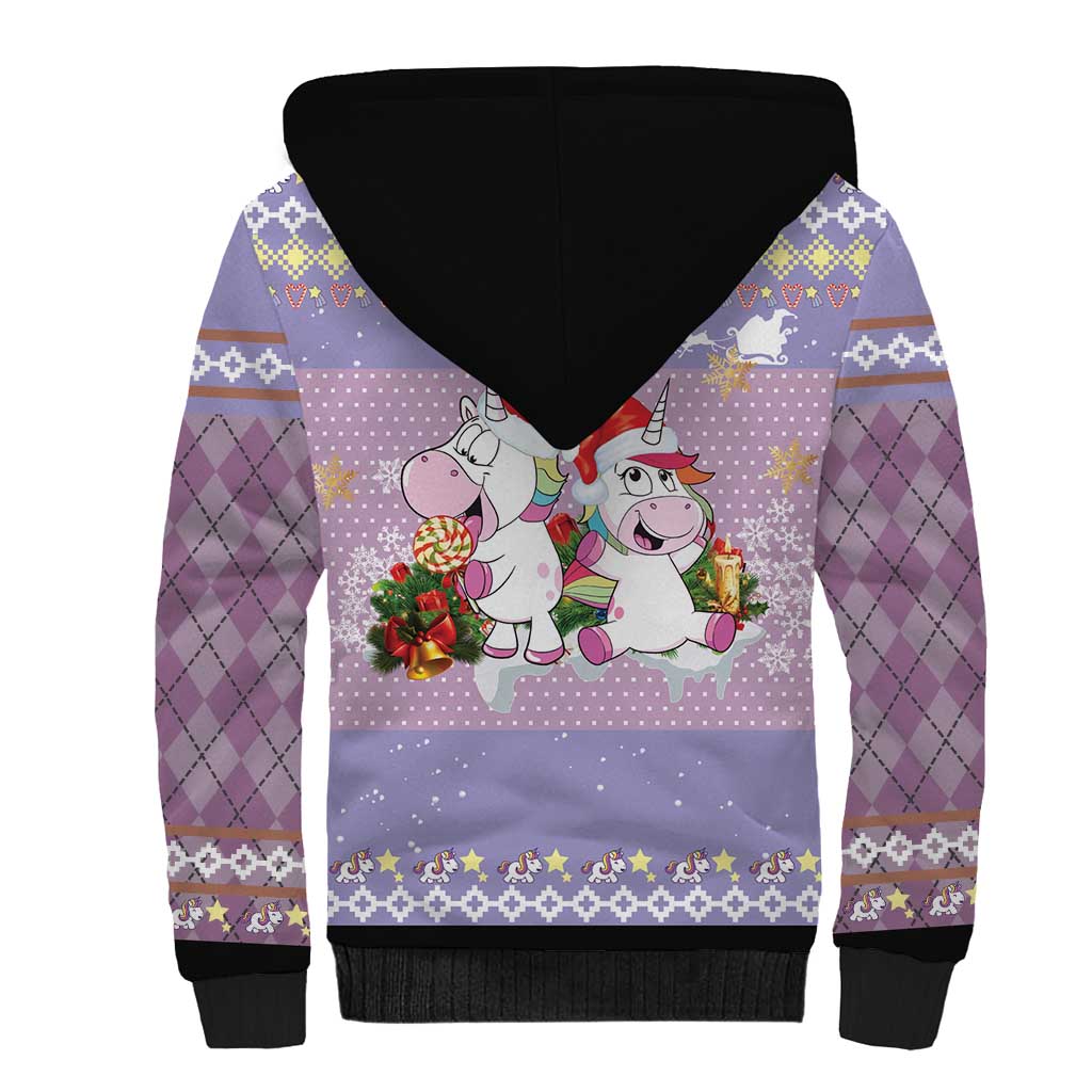 Unicorn Naughty List Sherpa Hoodie Christmas Funny - Wonder Print Shop