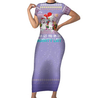 Unicorn Naughty List Short Sleeve Bodycon Dress Christmas Funny - Wonder Print Shop