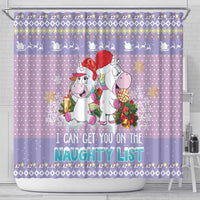 Unicorn Naughty List Shower Curtain Christmas Funny