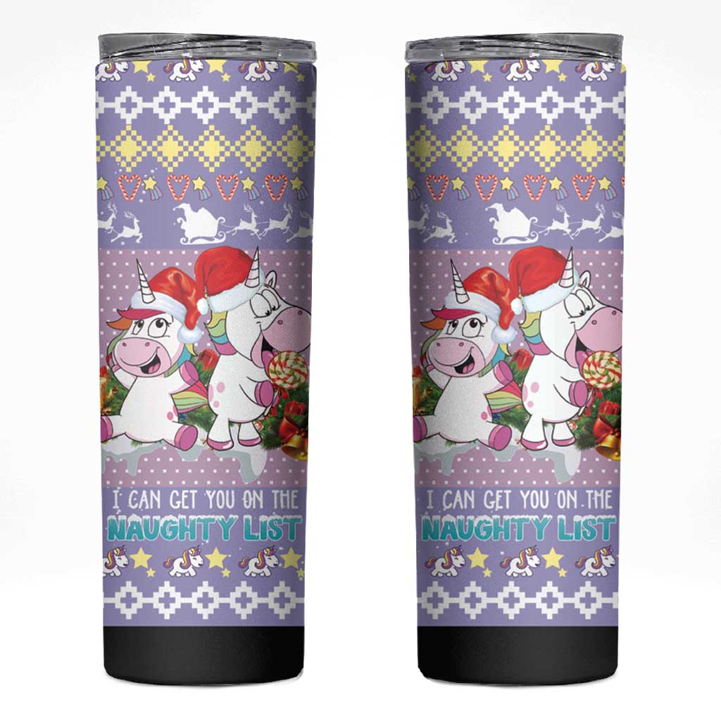 Unicorn Naughty List Skinny Tumbler Christmas Funny - Wonder Print Shop