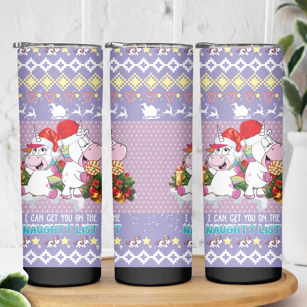 Unicorn Naughty List Skinny Tumbler Christmas Funny - Wonder Print Shop
