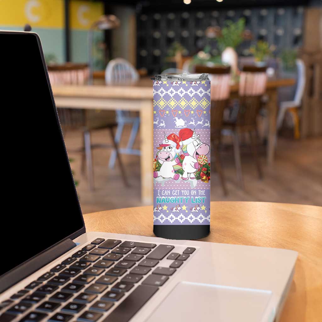 Unicorn Naughty List Skinny Tumbler Christmas Funny - Wonder Print Shop