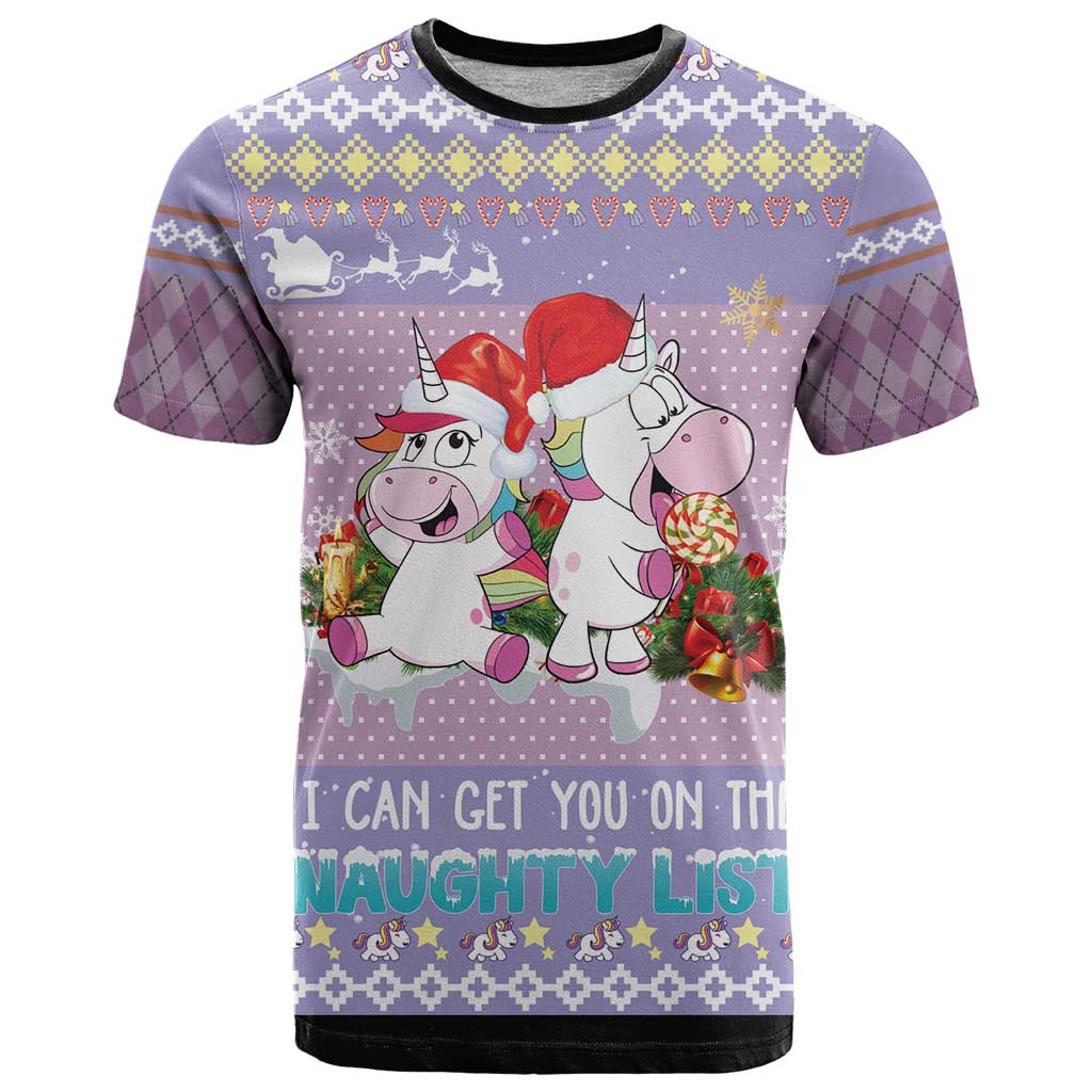 Unicorn Naughty List T Shirt Christmas Funny - Wonder Print Shop
