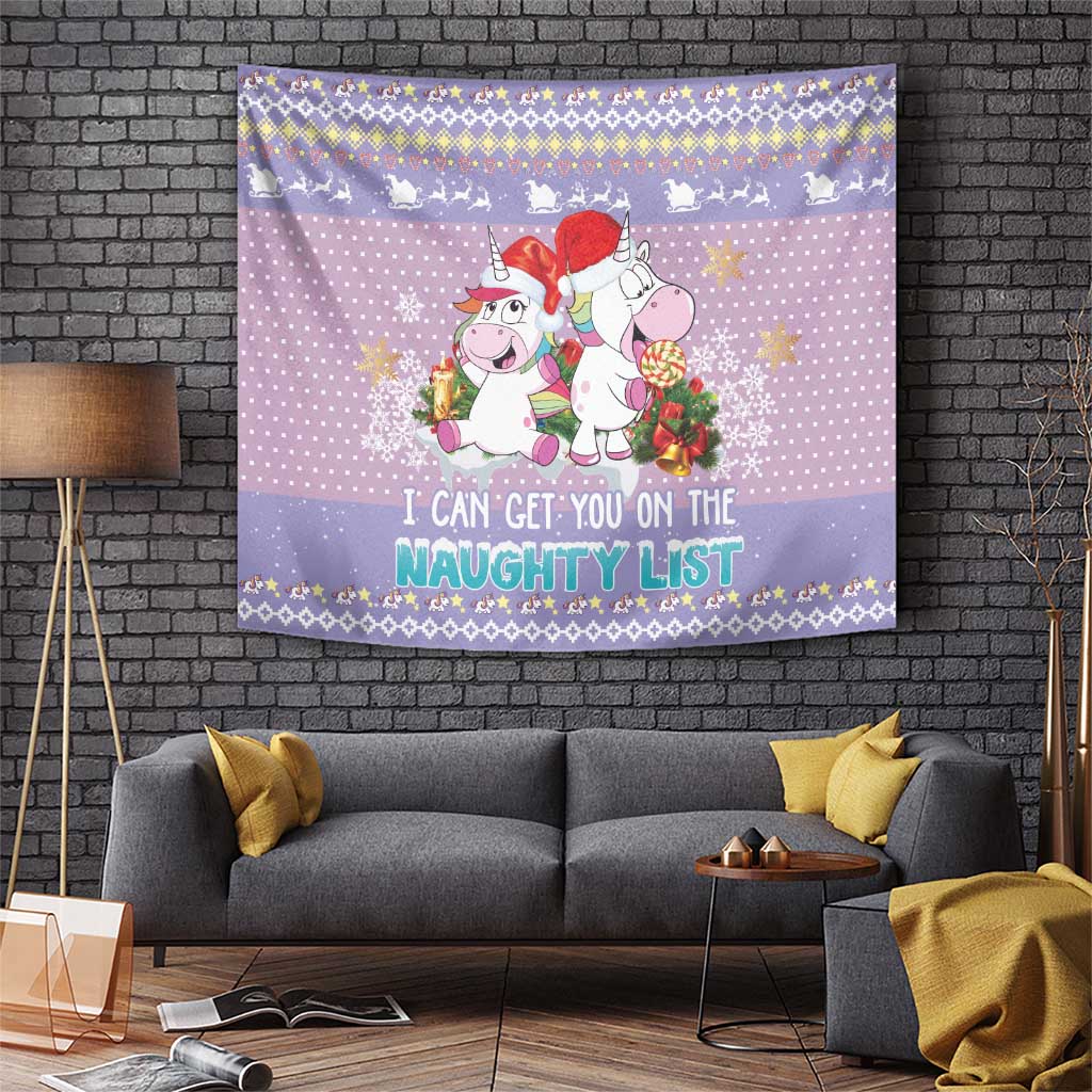 Unicorn Naughty List Tapestry Christmas Funny - Wonder Print Shop