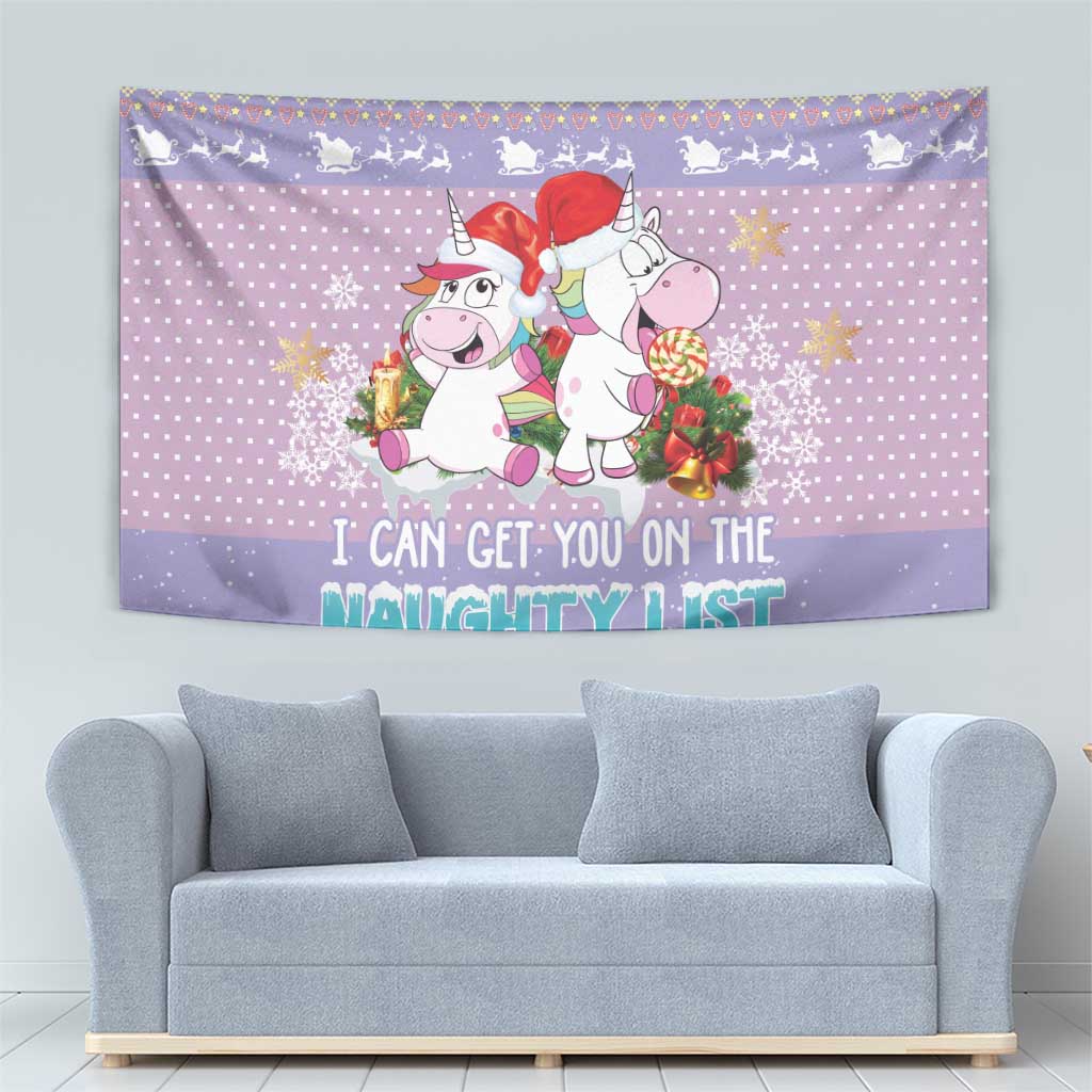 Unicorn Naughty List Tapestry Christmas Funny - Wonder Print Shop