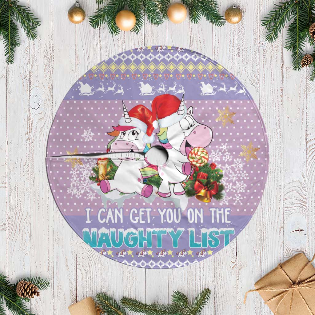 Unicorn Naughty List Tree Skirt Christmas Funny - Wonder Print Shop