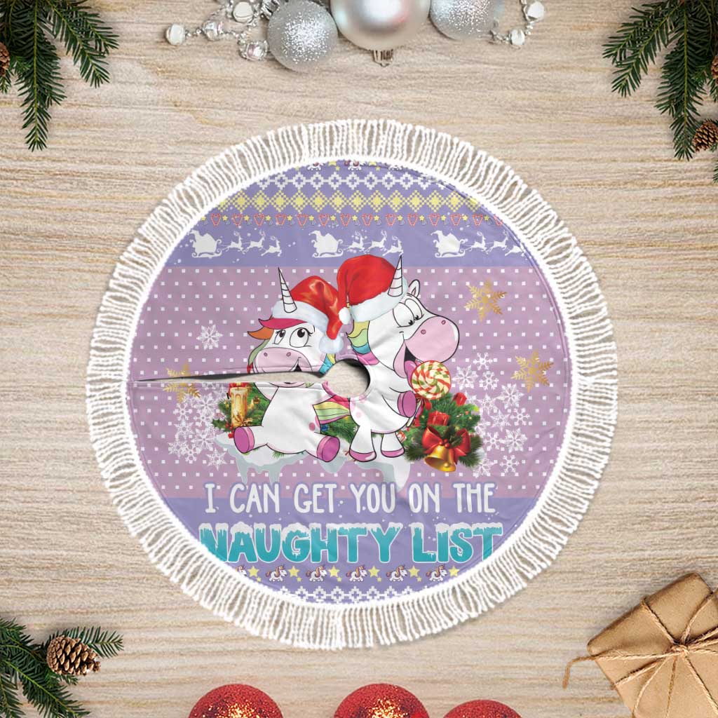 Unicorn Naughty List Tree Skirt Christmas Funny - Wonder Print Shop