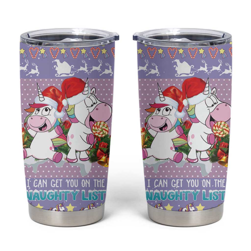 Unicorn Naughty List Tumbler Cup Christmas Funny - Wonder Print Shop
