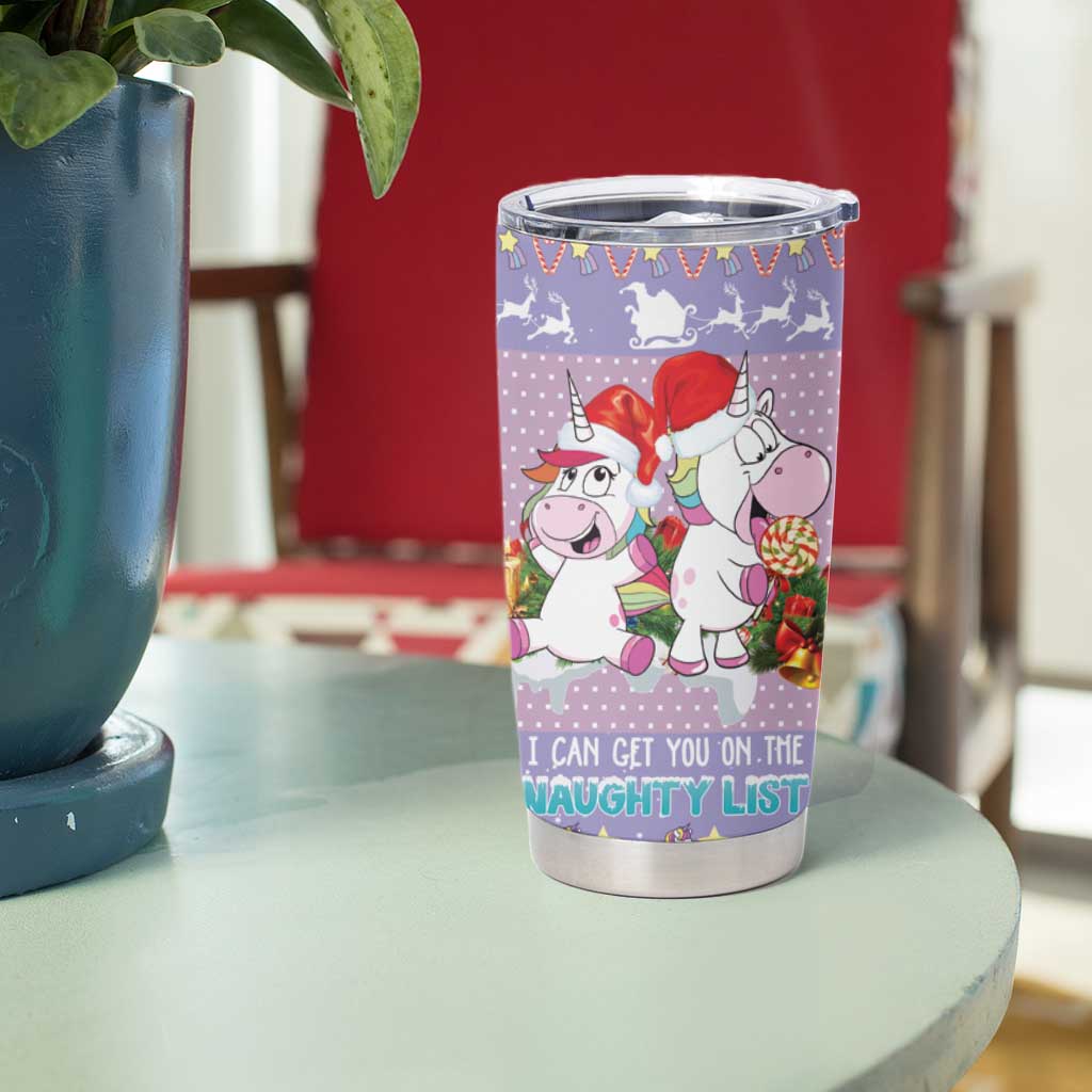 Unicorn Naughty List Tumbler Cup Christmas Funny - Wonder Print Shop