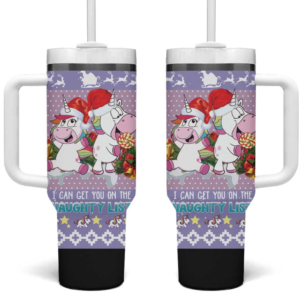 Unicorn Naughty List Tumbler With Handle Christmas Funny - Wonder Print Shop