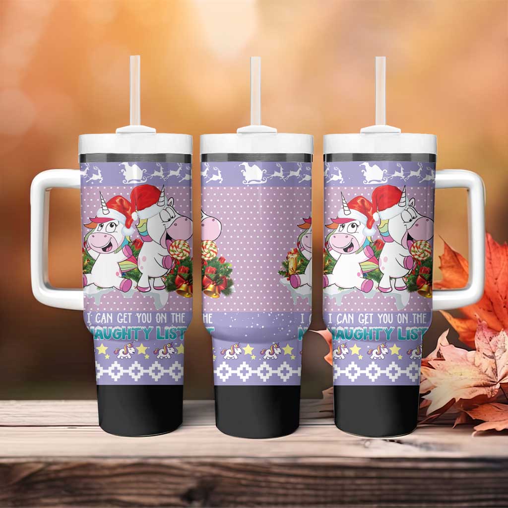 Unicorn Naughty List Tumbler With Handle Christmas Funny - Wonder Print Shop