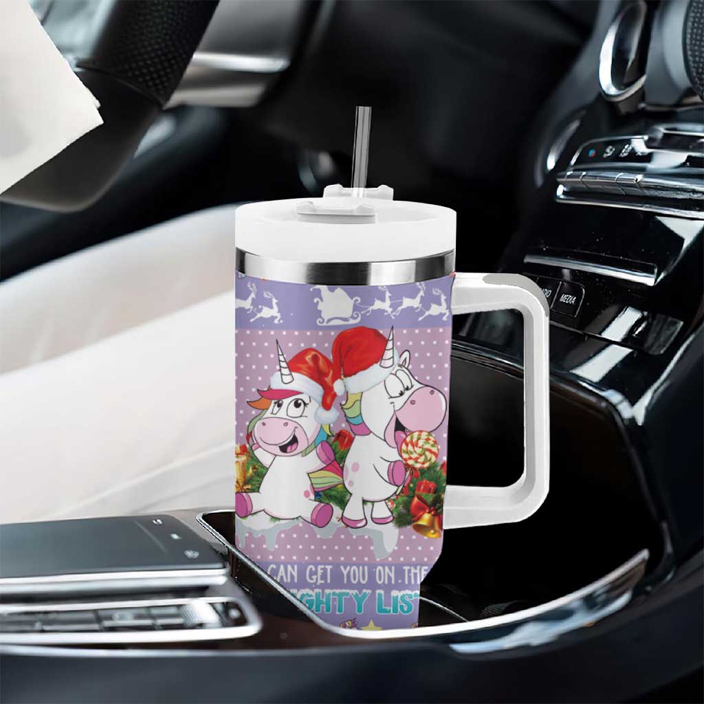 Unicorn Naughty List Tumbler With Handle Christmas Funny - Wonder Print Shop