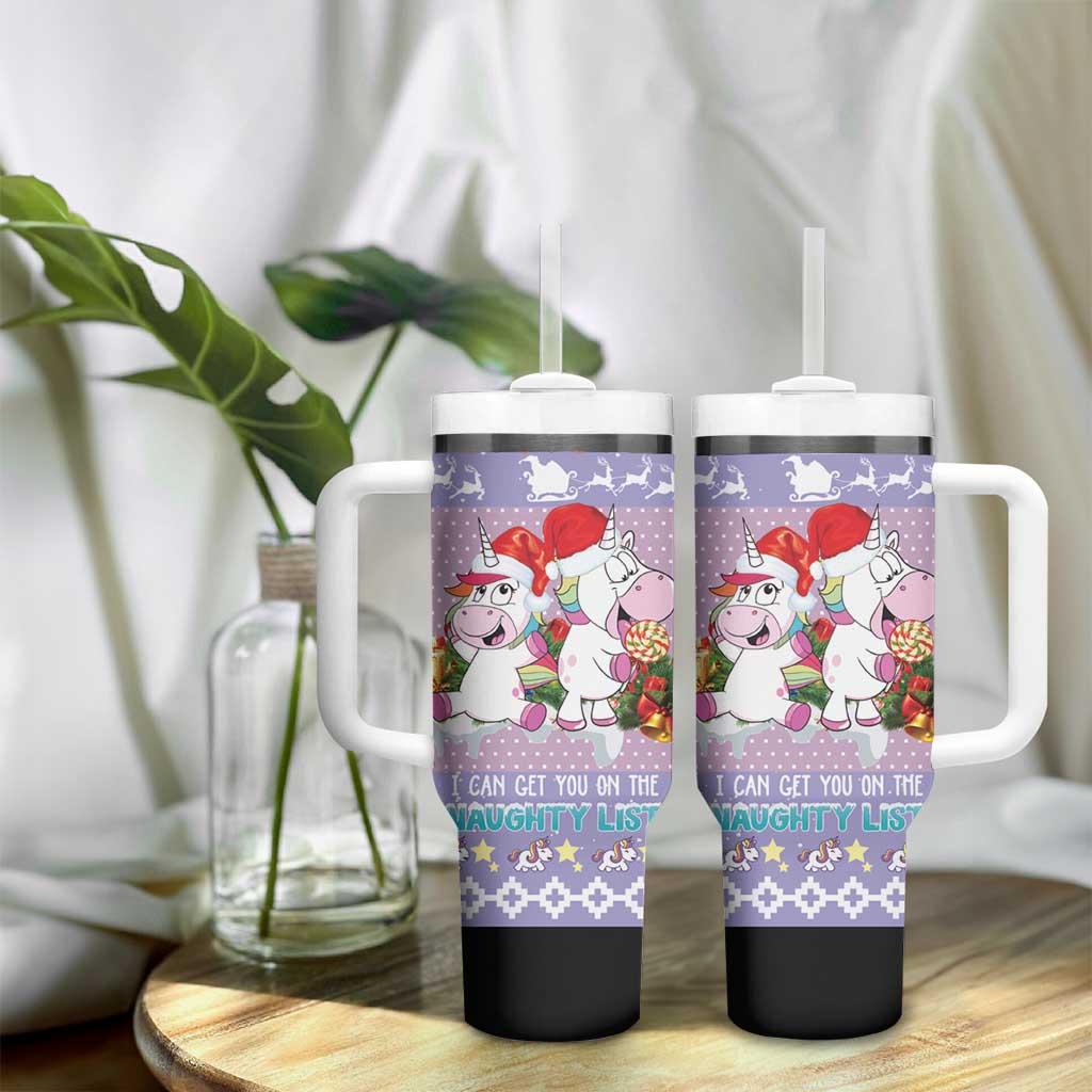 Unicorn Naughty List Tumbler With Handle Christmas Funny - Wonder Print Shop