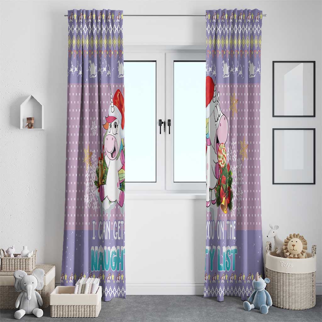 Unicorn Naughty List Window Curtain Christmas Funny - Wonder Print Shop