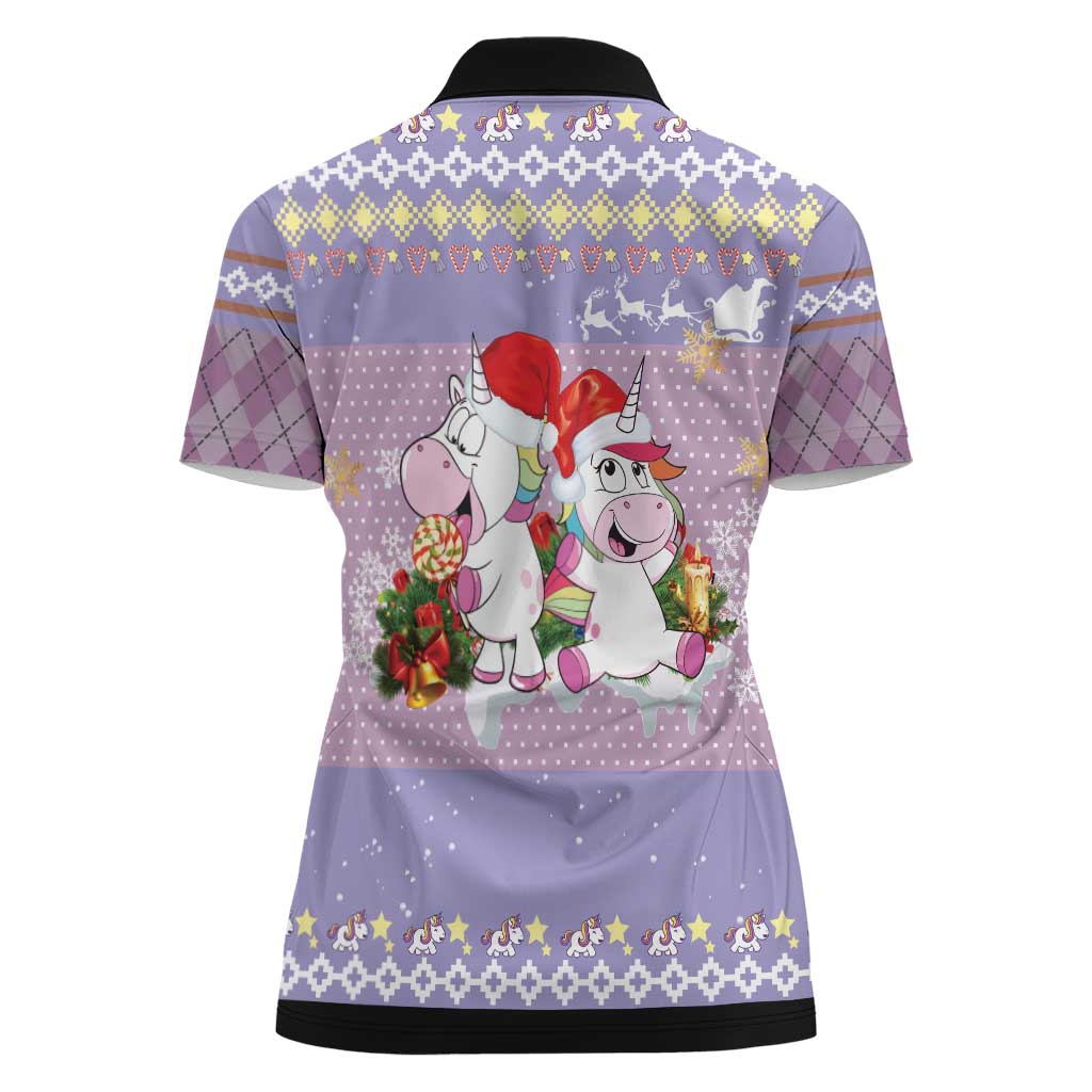 Unicorn Naughty List Women Polo Shirt Christmas Funny - Wonder Print Shop