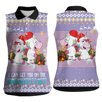 Unicorn Naughty List Women Sleeveless Polo Shirt Christmas Funny - Wonder Print Shop