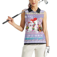 Unicorn Naughty List Women Sleeveless Polo Shirt Christmas Funny - Wonder Print Shop